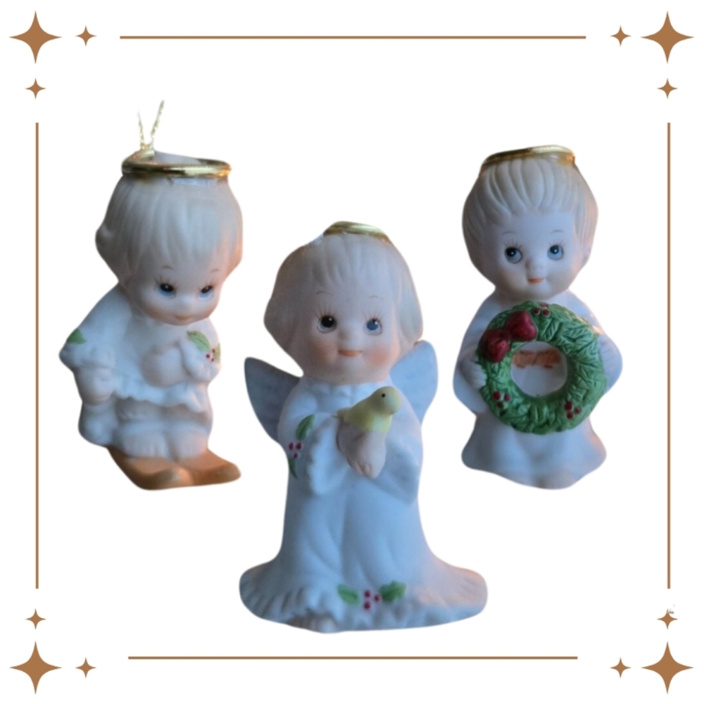 Vintage 1980's ENESCO Christmas Angels Set Of 3 Ornament